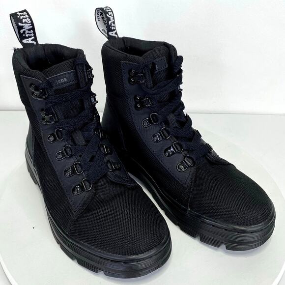 Dr Martens Combs AirWair Black Combat Boots Womens Sz 6 Lace Up Lug Sole Grunge - Picture 1 of 13